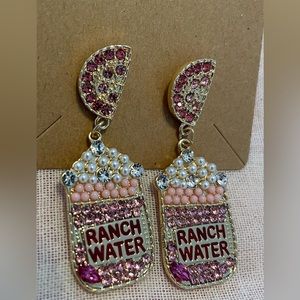 NEW “Ranch Water” Collector Earrings stud dangle sparkling rhinestone gift